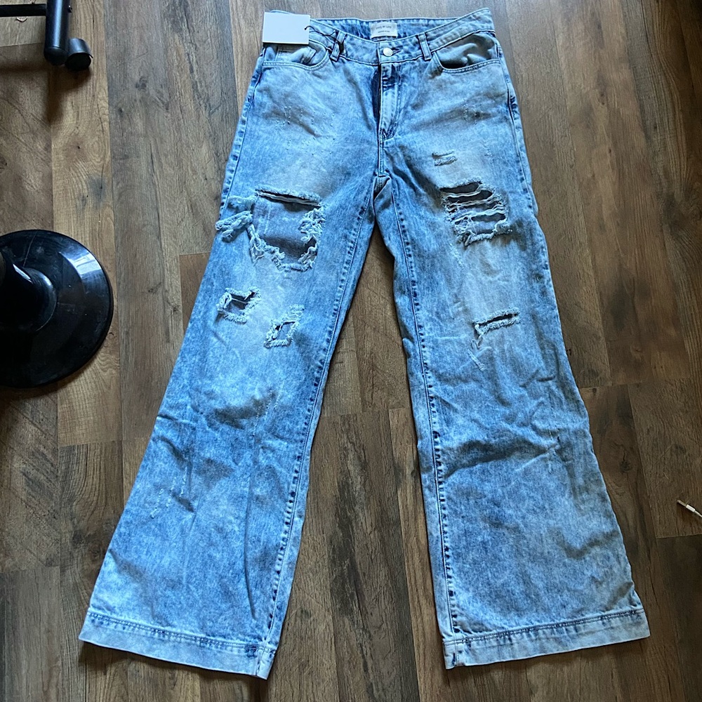 Western/Boho Wide Leg Distressed Trousers